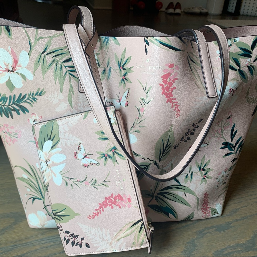 Kate Spade Reversible Botanical and Pink Tote
